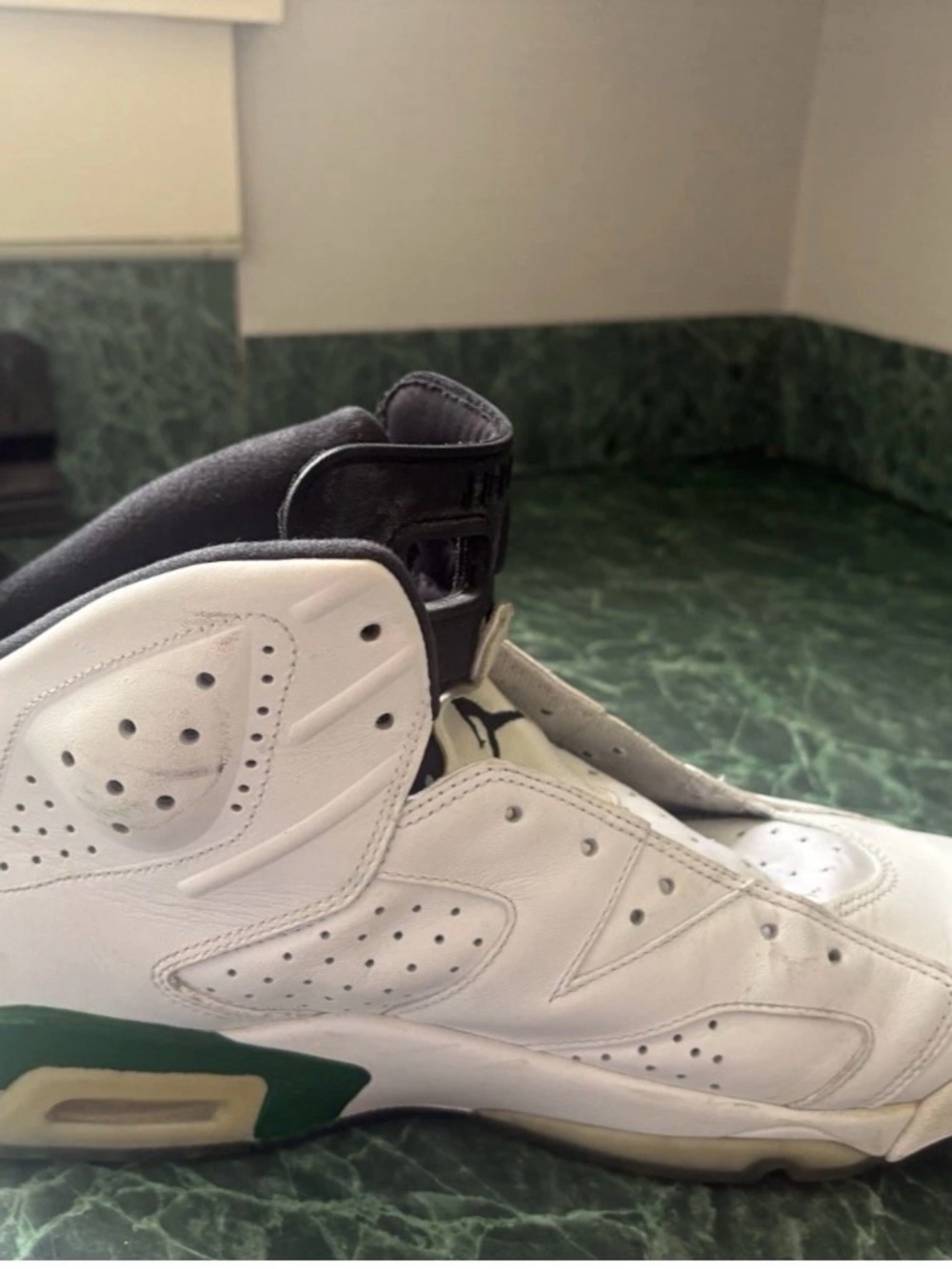 Nike Air Jordan 6 Retro White Black Green Men’s Sneakers - Picture 6 of 9